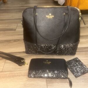 Kate Spade Black and Silver Sparkle Shoulder Bag